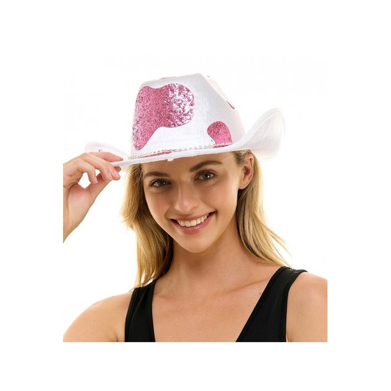 Pink Cow Print Cowboy Hat for Adults