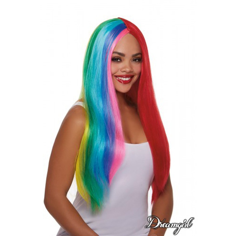 Primary Rainbow Wig for Adults