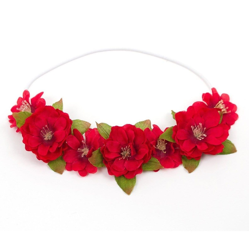 Ruby red flower headband for kids