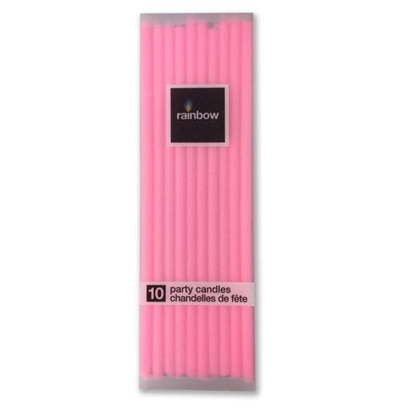 Slim Paraffin Candles 10/pkg - Pink