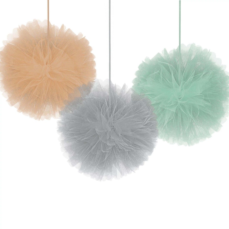 Soft Jungle Tulle Fluffy Decorations, 12 Inches, 3 Count