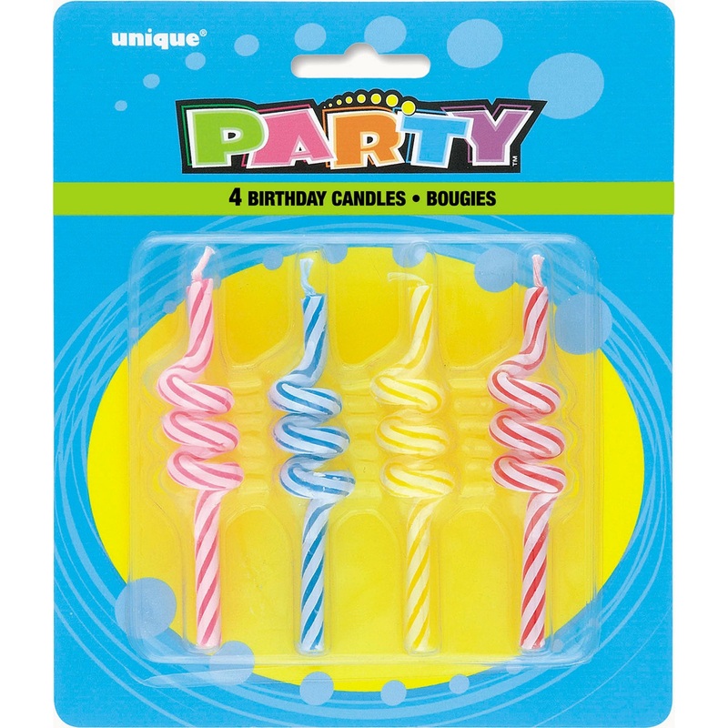 Striped Coil Candles, 4 Count