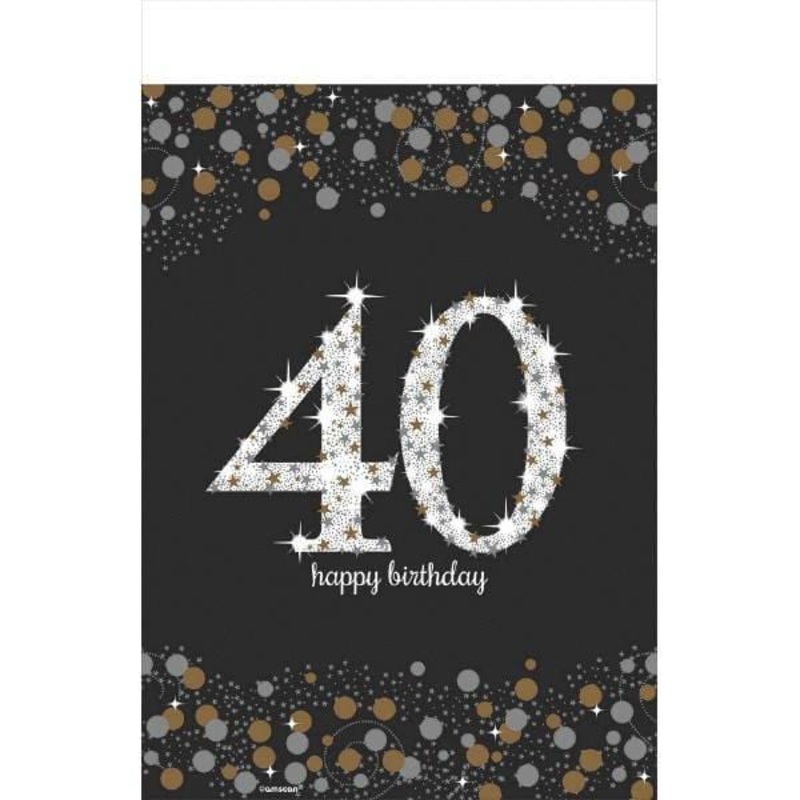 40th Sparkling Celeb - Plastic Table Cover 54 X 102 In.