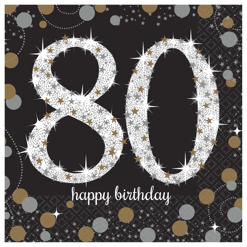 80th Sparkling Celeb - Beverage Napkins 16/pkg