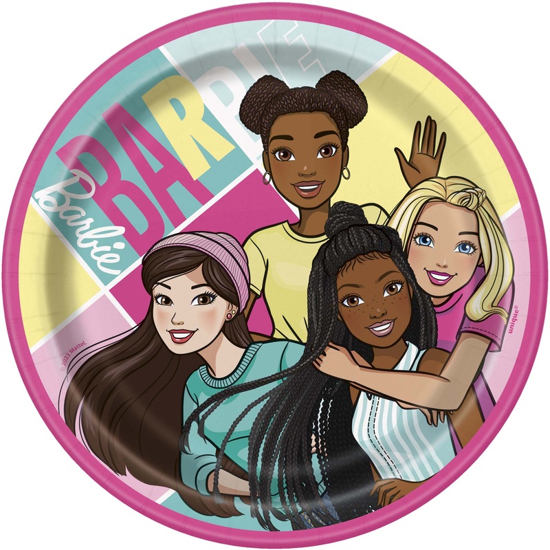 Barbie Birthday Small Round Dessert Paper Plates, 7 Inches, 8 Count