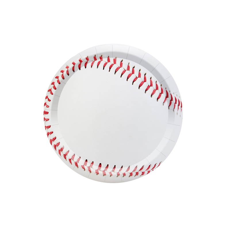 Baseball Small Round Dessert Paper Plates, 7 Inches, 8 Count