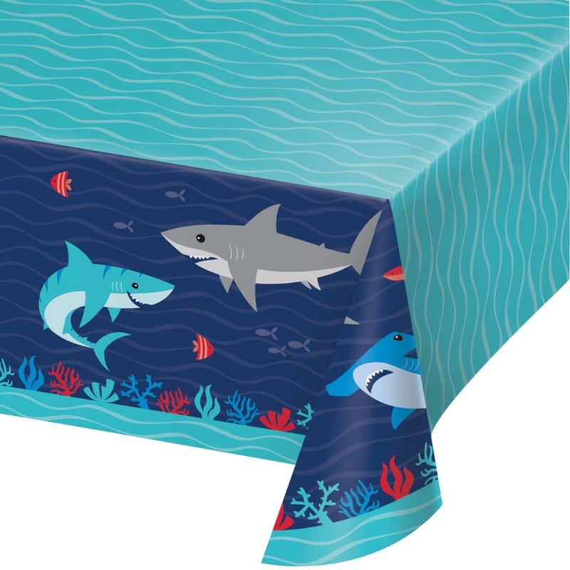 Shark Party Paper Tablecover, 54 x 102 in