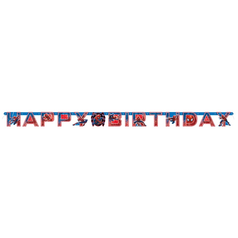 Spider-Man Happy Birthday Jointed Banner, Marvel, 76 Inches, 1 Count