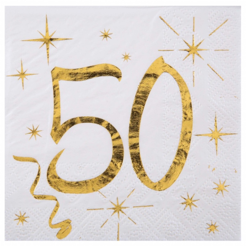 Starry Golden Age 50th Birthday Small Beverage Napkins, 20 Count