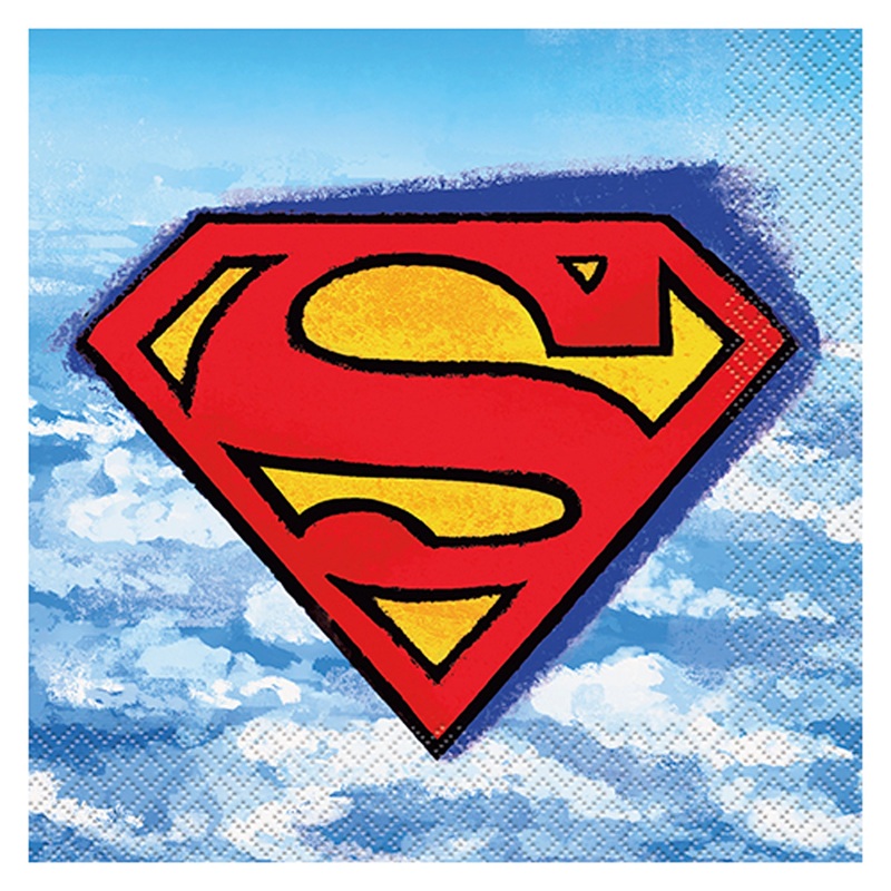 Superman Birthday Large Lunch Napkins, 16 Count