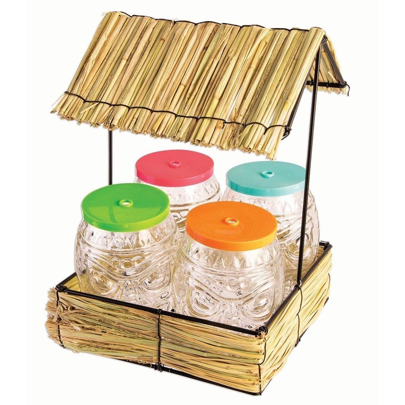 Tiki Glasses with Hut Set