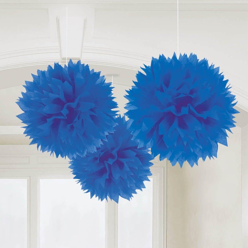 Fluffy Decorations - Bright Royal Blue 3/pkg