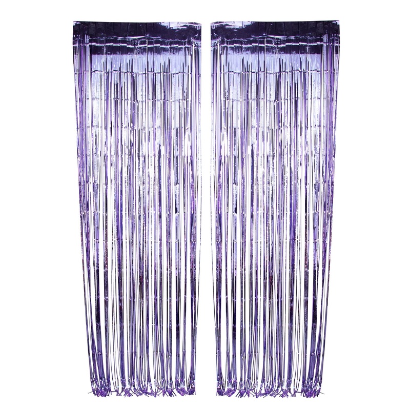 Light Purple Foil Fringe Curtain, 2 Count