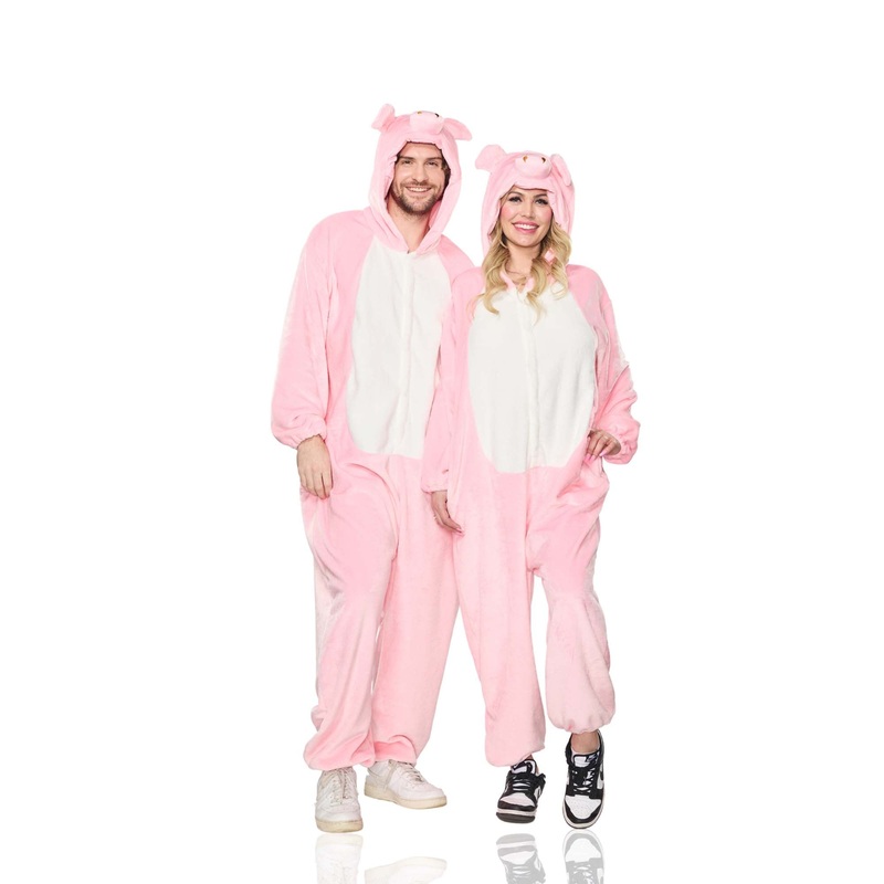 Little Pig Onesie Costume for Adults, Jumpsuit with Hood