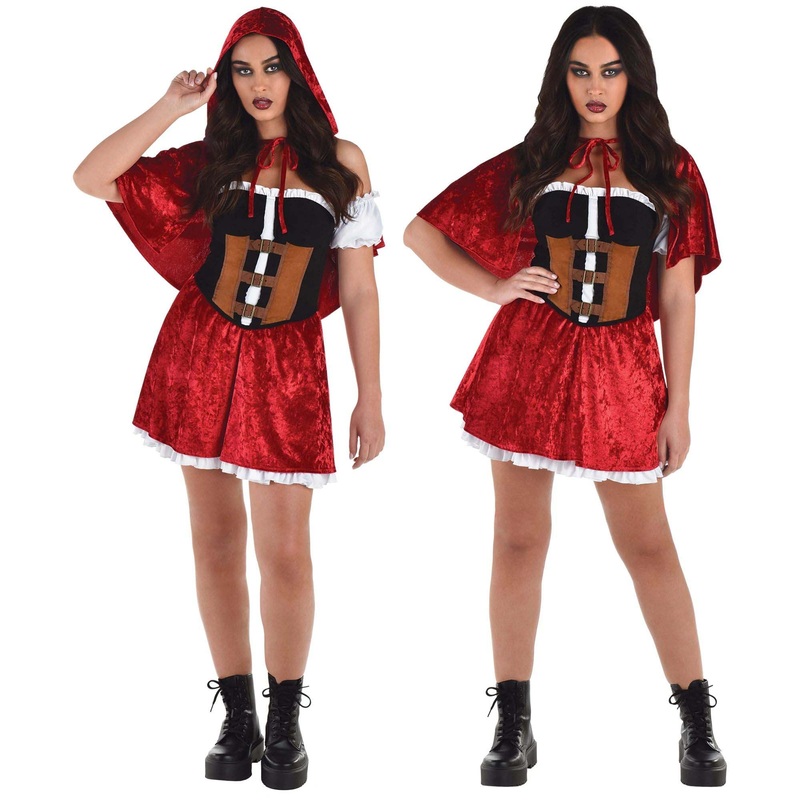 Rebel Red Riding Hood Costume for Adults, Red Dress and Cape