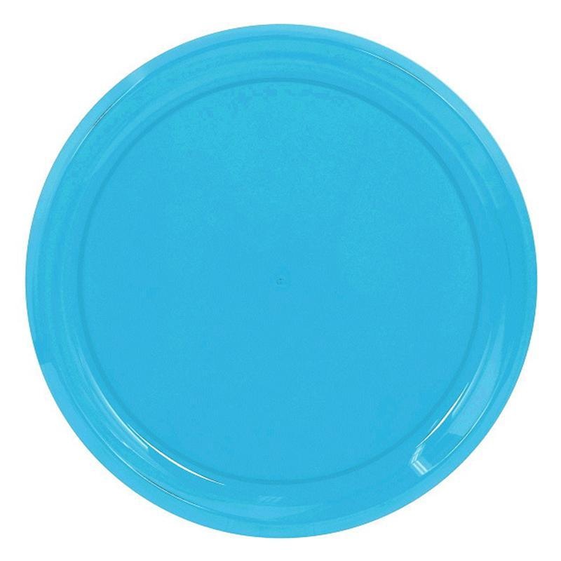 Round Plastic Platter 16 In. - Caribbean Blue