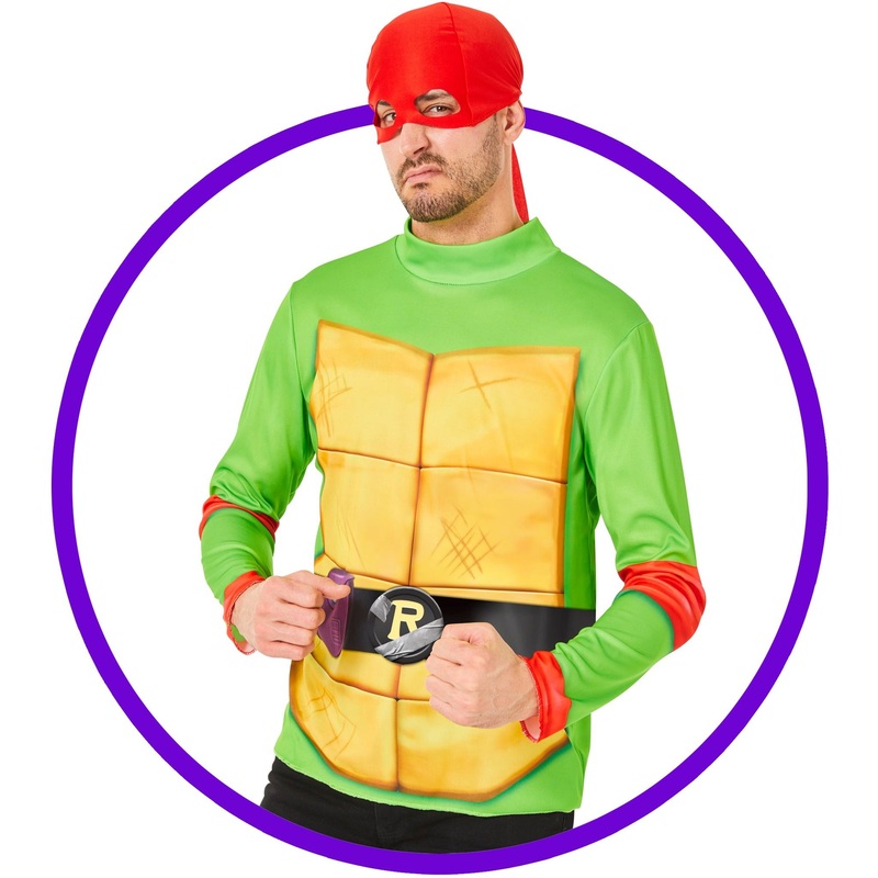 Teenage Mutant Ninja Turtles Raph Wear Kit for Adults, Shirt and Mask