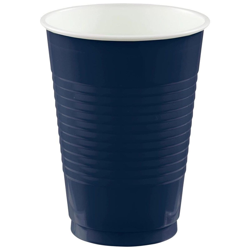 True Navy Plastic Cups, 12 oz., 20 Count