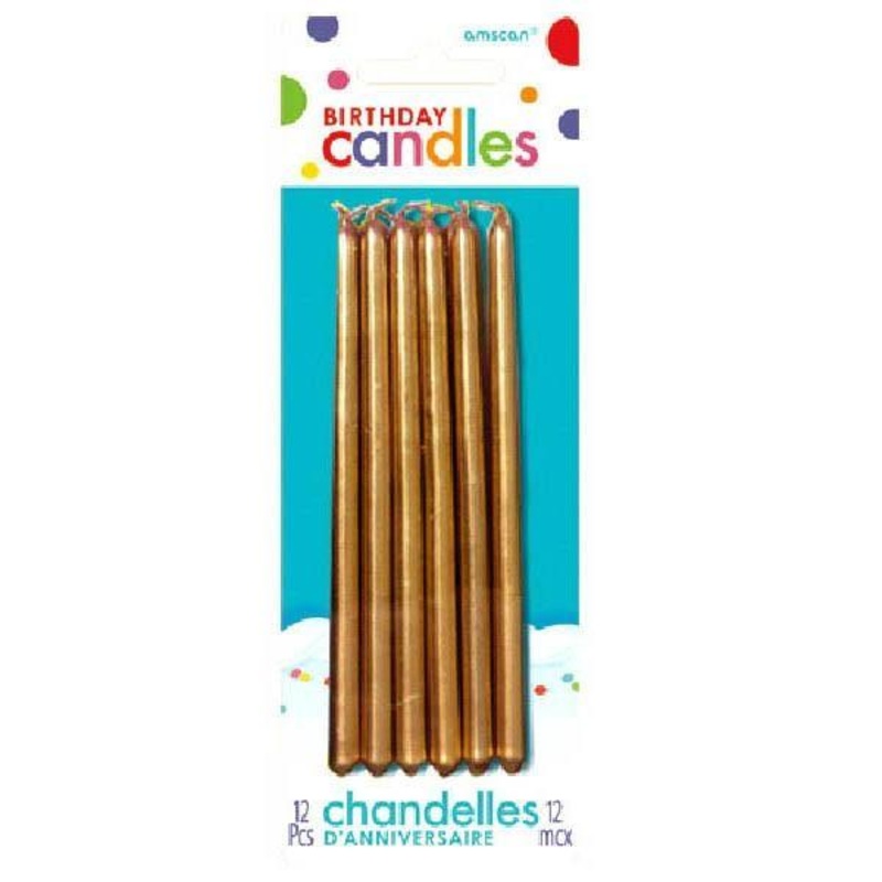 Birthday Taper Candles - Gold 5 In. 12/pkg.