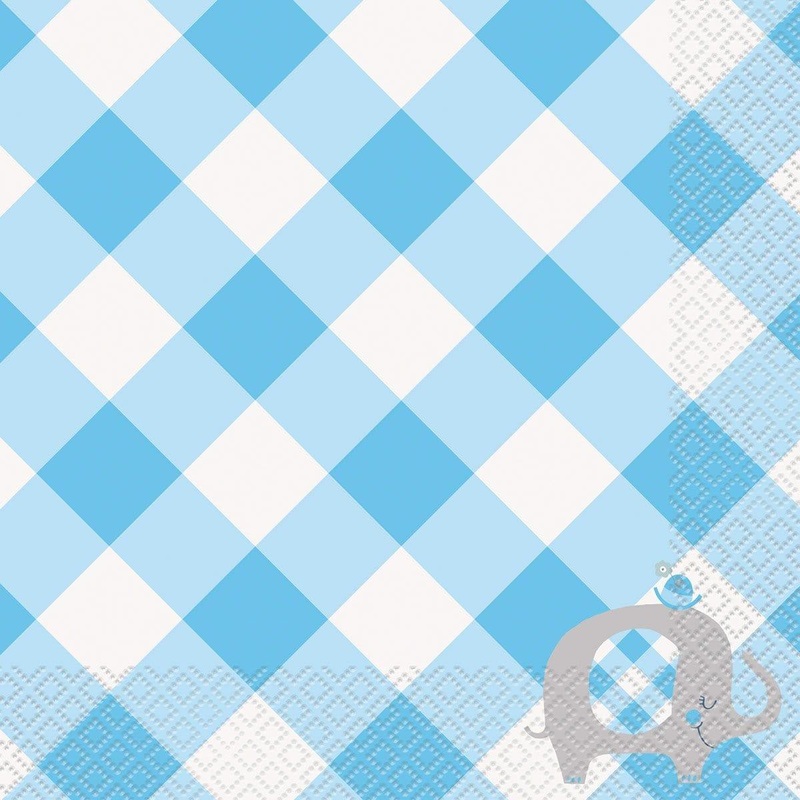 Blue Floral Elephant Lunch Napkins, 16 Count