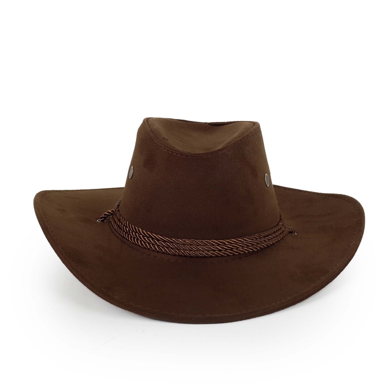 Dark Brown Suede Cowboy Hat for Adults