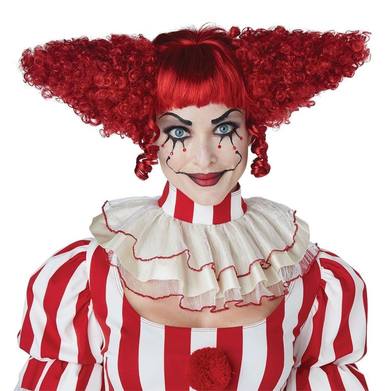 Red creepy clown wig for women
