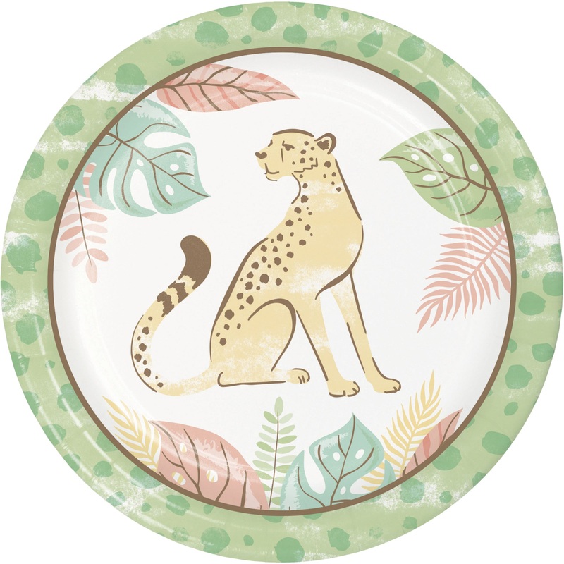 Safari Baby Small Round Dessert Paper Plates, 7 Inches, 8 Count
