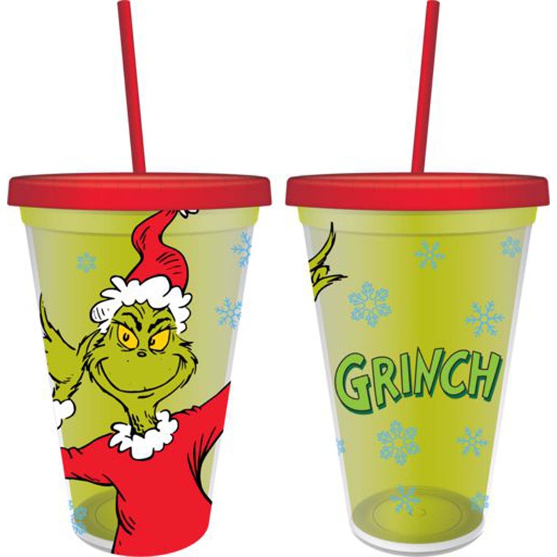 Santa Grinch Tumbler with Straw, The Grinch, 16 Oz, 1 Count