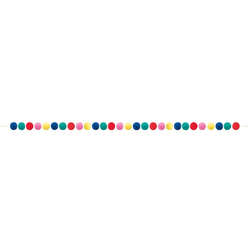 Vibrant Christmas Pom Pom Garland, 84 Inches, 1 Count