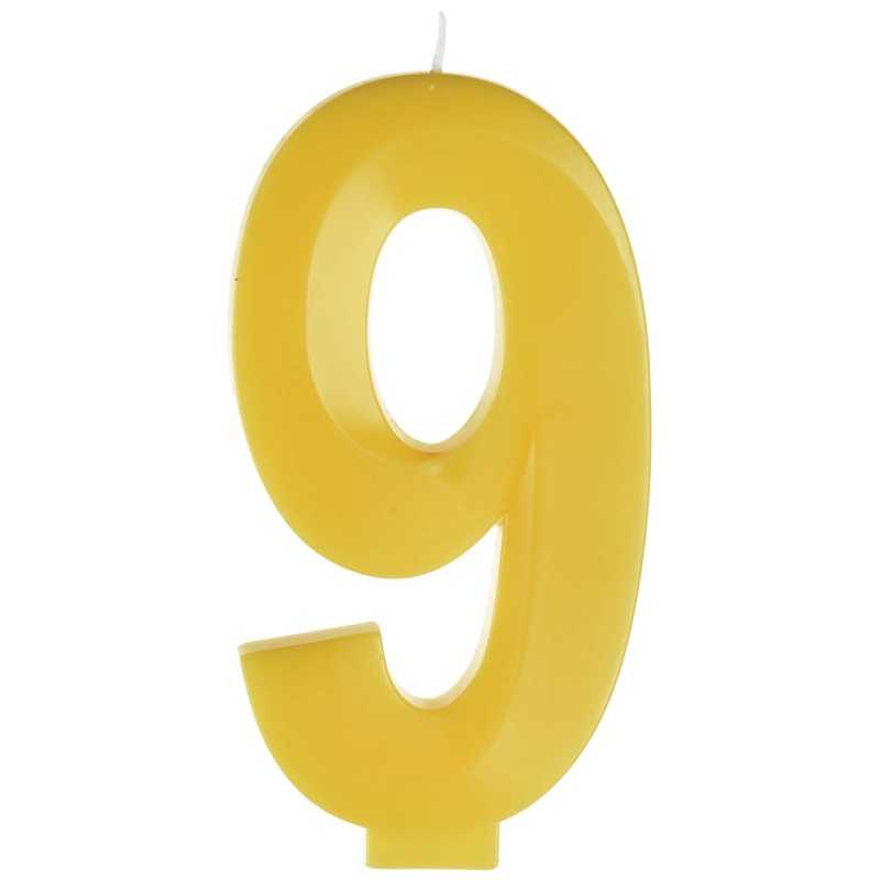 Yellow Number 9 Birthday Facet Candle, 1 Count