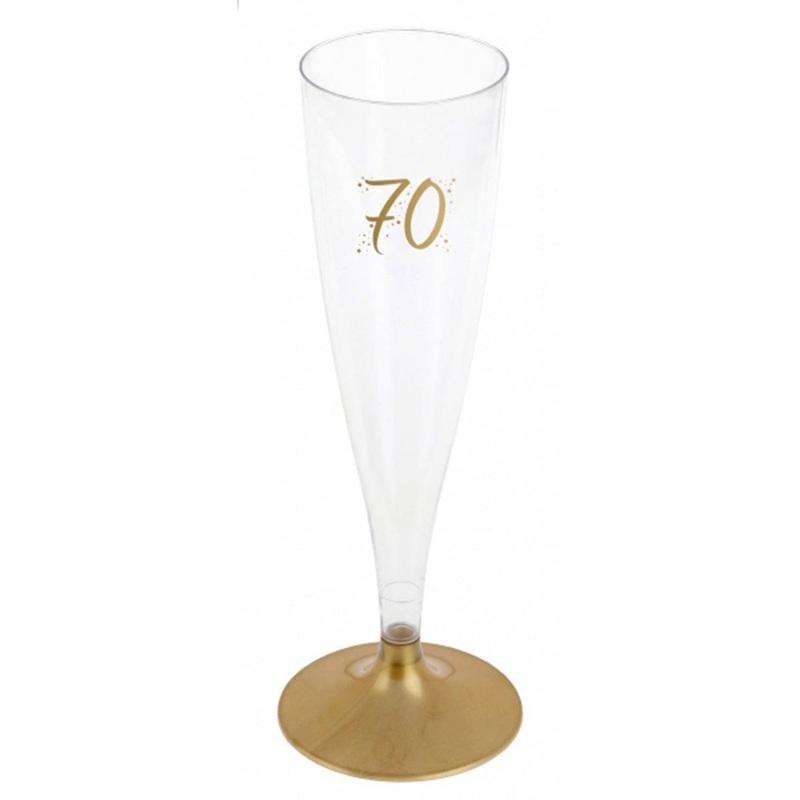 70th Birthday Champagne Flute, Gold, 6 Count