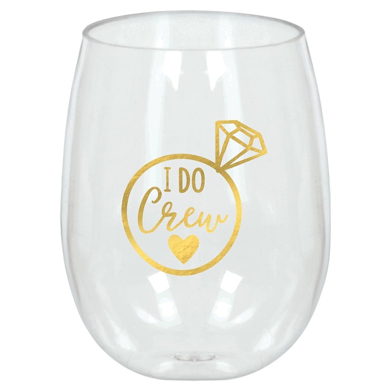 Bridal Shower Clear Wine Glasses, Luxurious Shower Collection, 1 Count