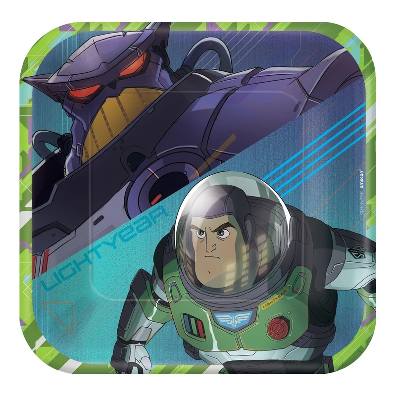 Buzz Lightyear Birthday Small Square Dessert Paper Plates, 7 Inches, 8 Count