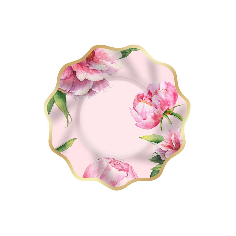 Rosy Elegance Small Dessert Paper Plates, 8 Inches, 8 Count