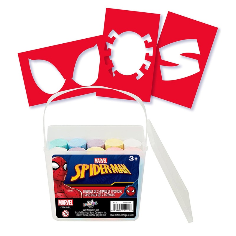 Spiderman Washable Sidewalk Chalk Bucket with Stencils