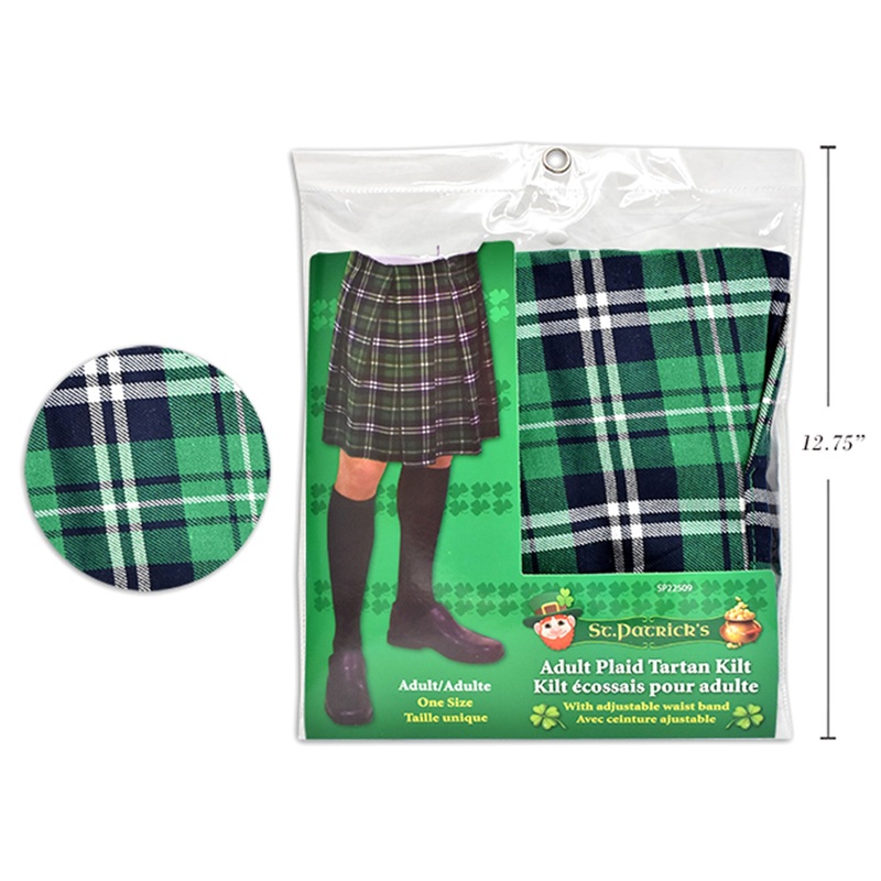St-Patrick's Day Adjustable Plaid Kilt for Adults