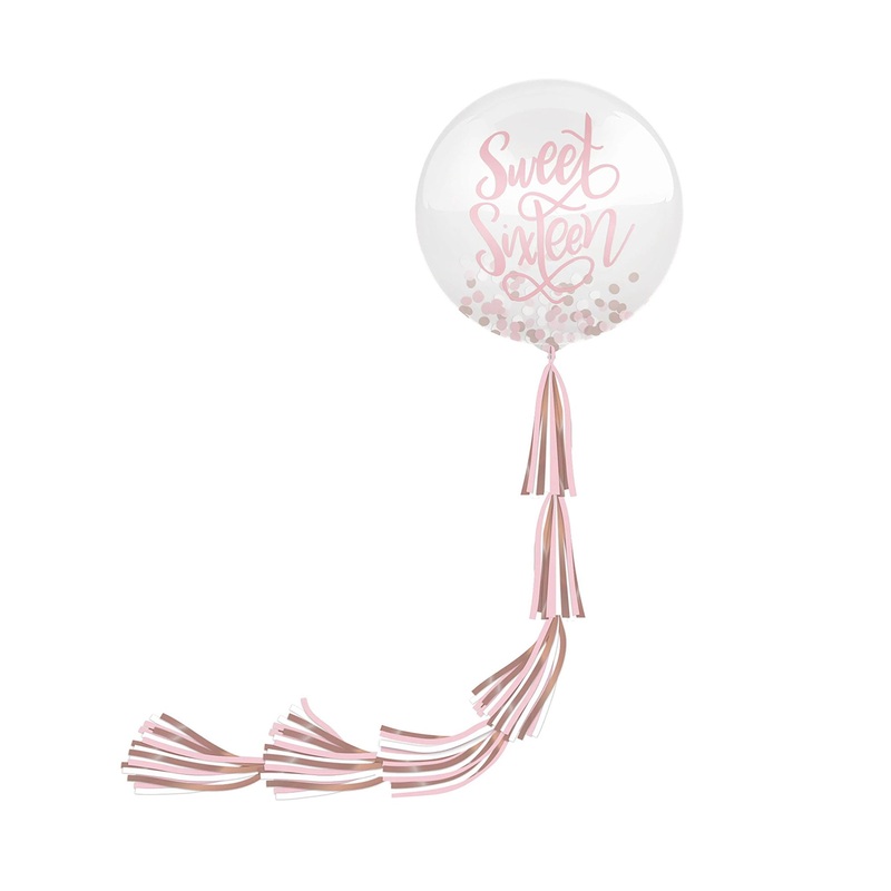 Sweet Sixteen Latex Balloon with Tail, 24 Inches, 1 Count