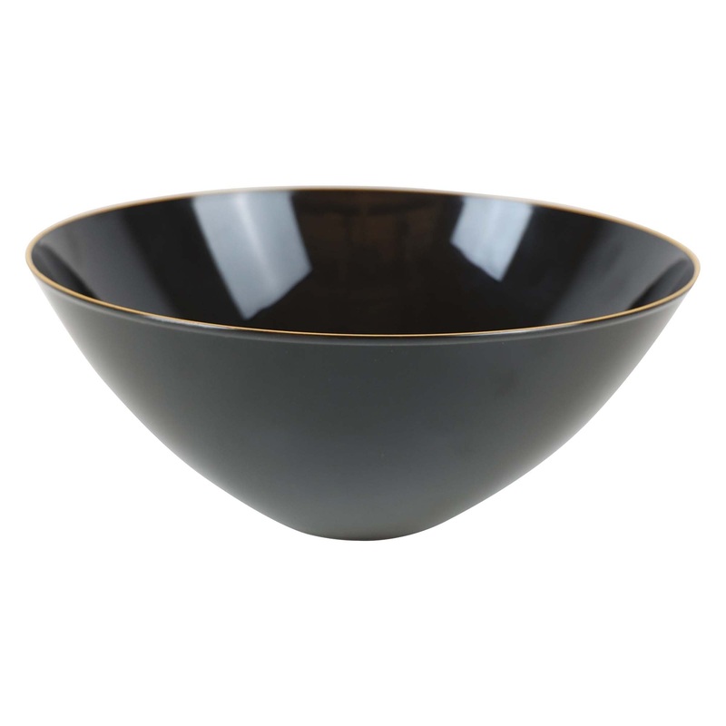 Black Premium Quality Salad Bowl with Gold Rim, 112 oz, 1 Count