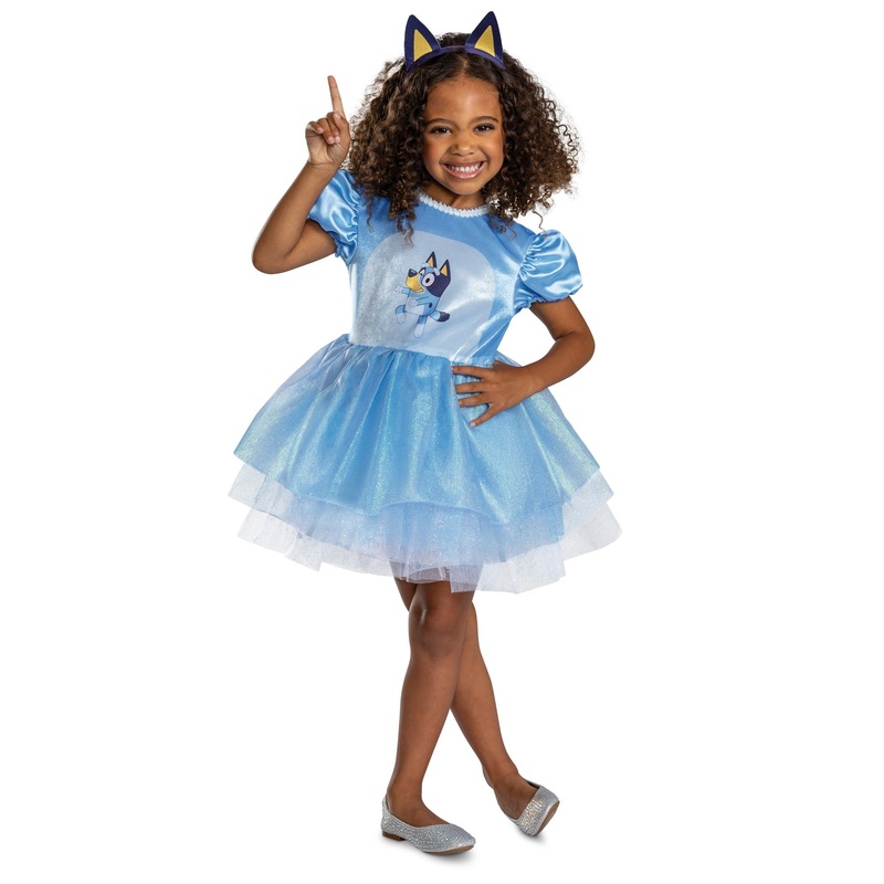 Bluey Dress Classic Costume for Toddlers, Blue Dress with Headband