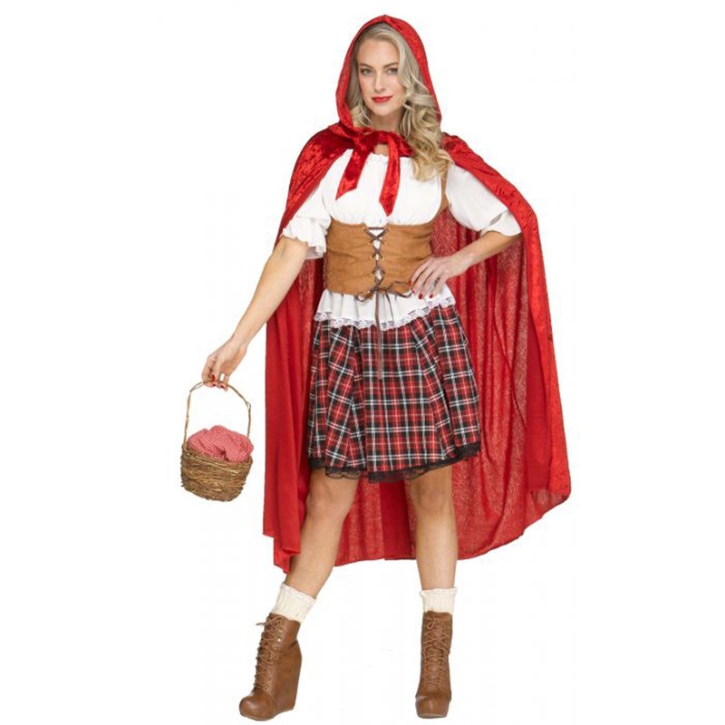 Red Riding Hood Costume for Adults, Dress and Red Hood