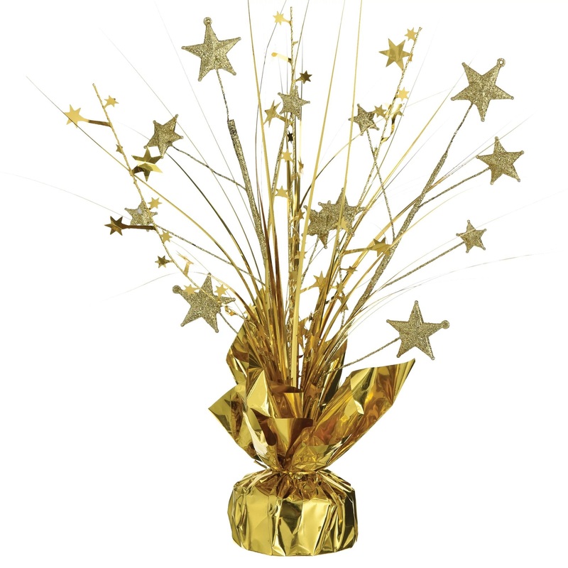Spray Centerpiece with Stars, Gold, 12 Inches, 1 Count