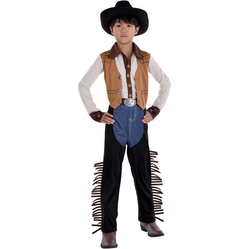 Western Cowboy Costume for Kids, Jumpsuit with Attached Vest