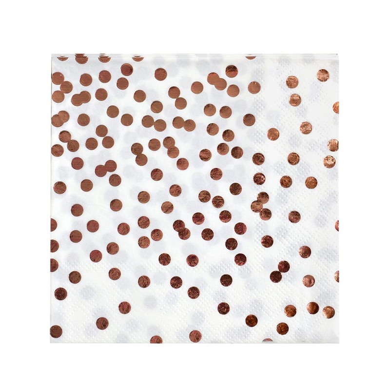 Beverage Napkins, Rose Gold Confetti, 16 Count