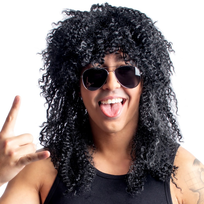 Black Rocker Wig for Adults