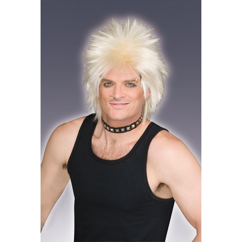 Blond 80's rock idol wig for adults