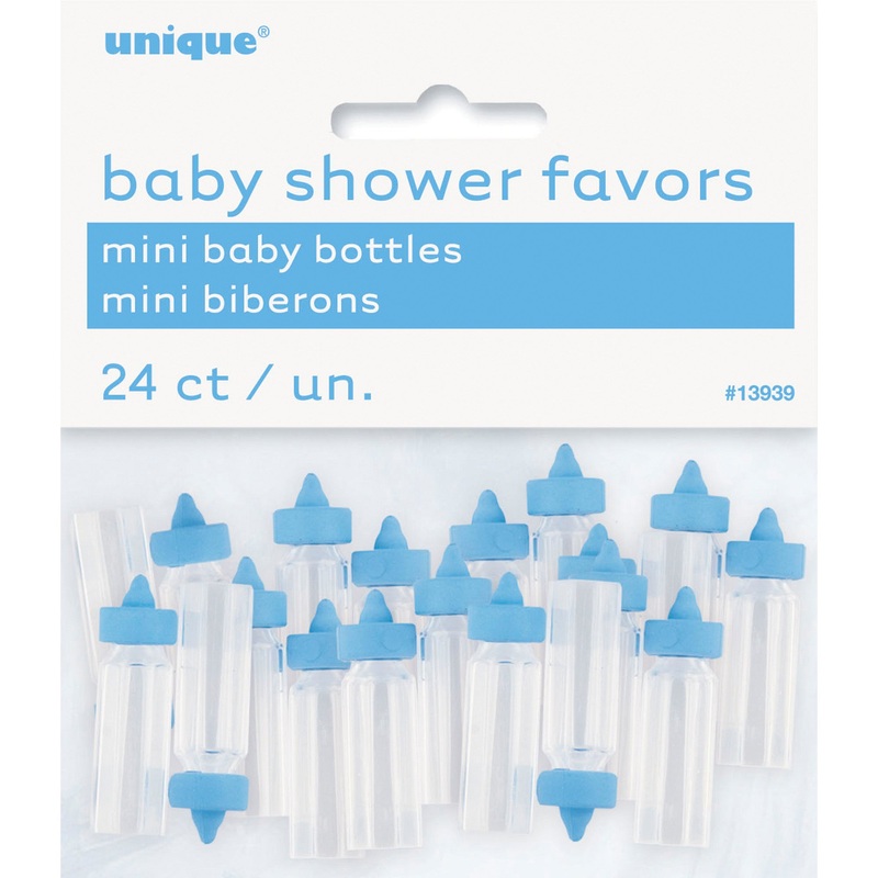 Blue Mini Plastic Baby Bottles, 24 Count