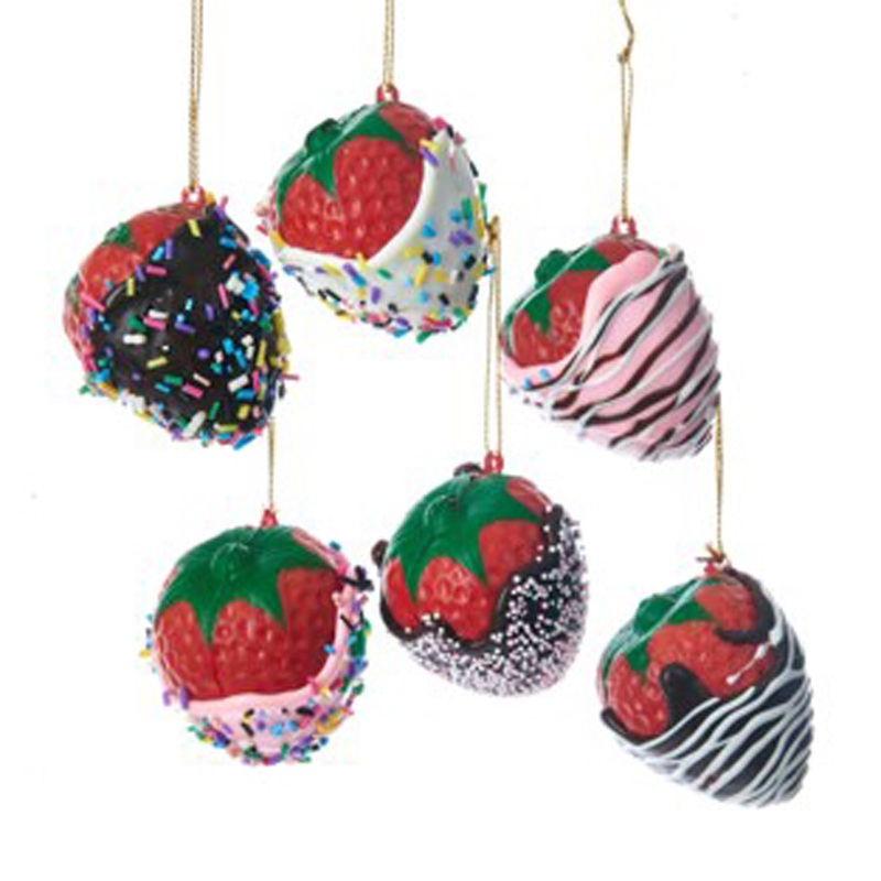 Chocolate Covered Strawberries Ornaments, 2 Inches, Assortment, 1 Count