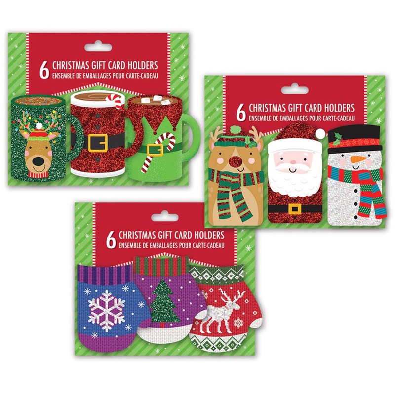 Christmas Gift Card Holders, Assortment, 6 Count
