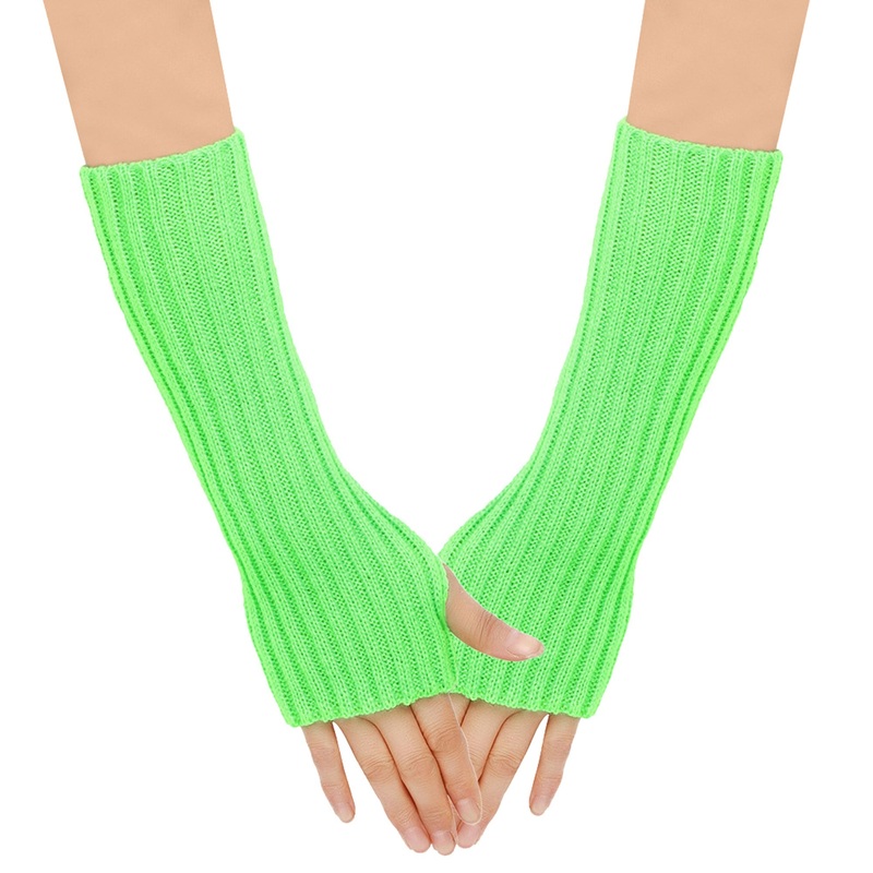 Neon Lime Green 80s Gloves for Adults