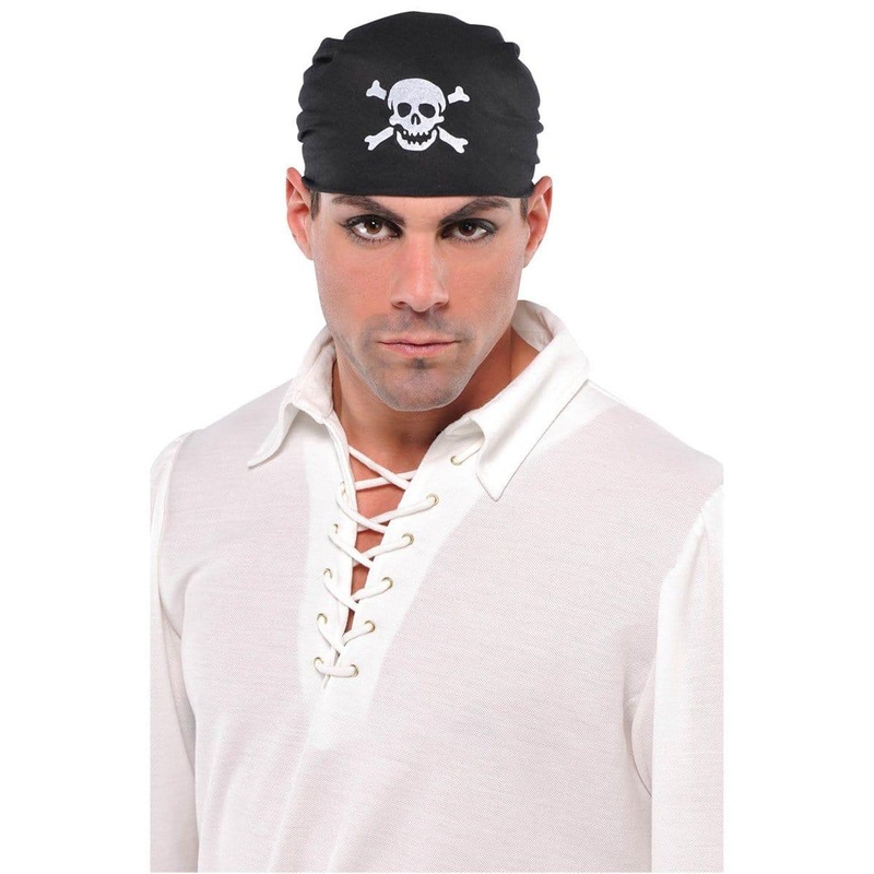 Pirate bandana with white skull for adults